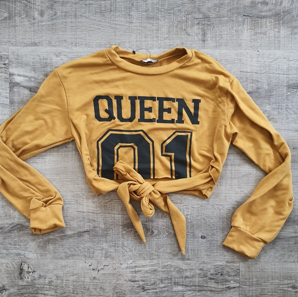 Fashion Nova Yellow Queen Crop Top Sweater